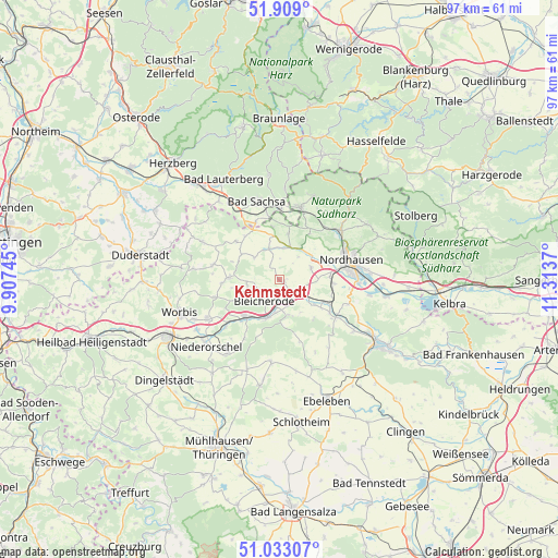 Kehmstedt on map