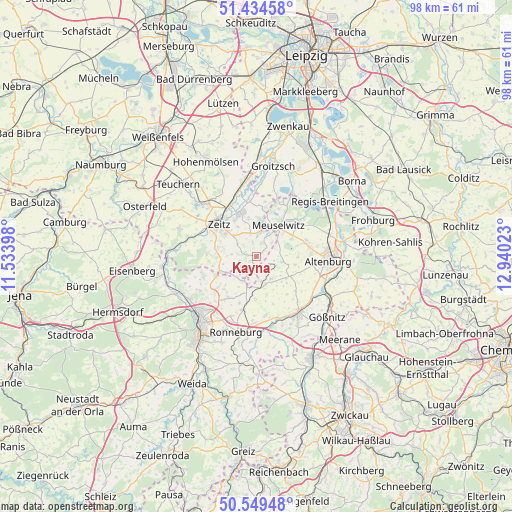 Kayna on map