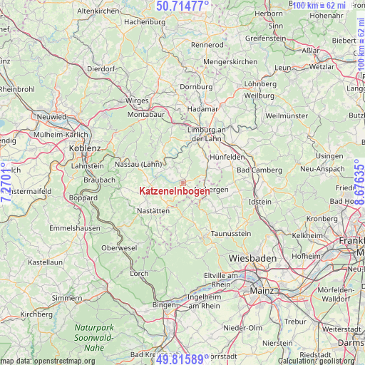 Katzenelnbogen on map