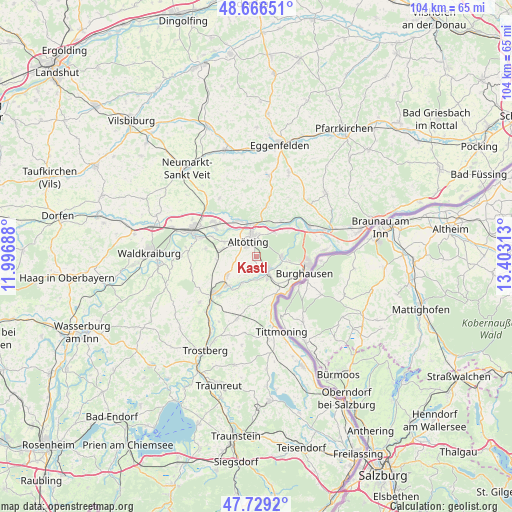 Kastl on map