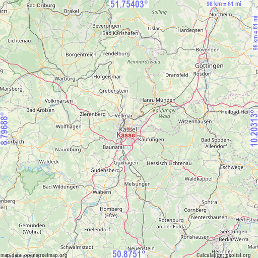 Kassel on map