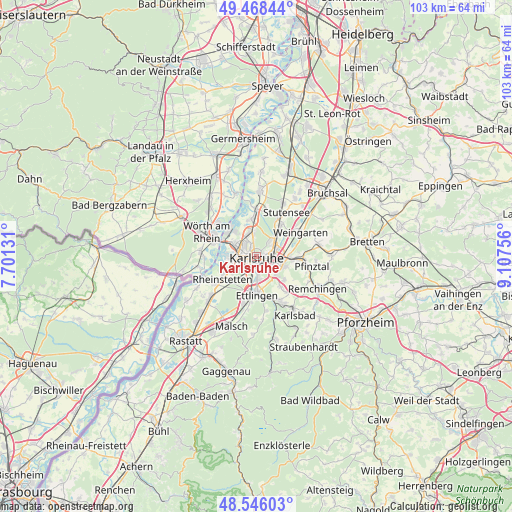 Karlsruhe on map