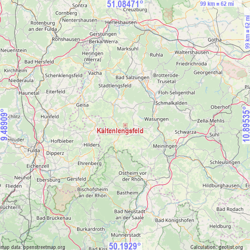 Kaltenlengsfeld on map