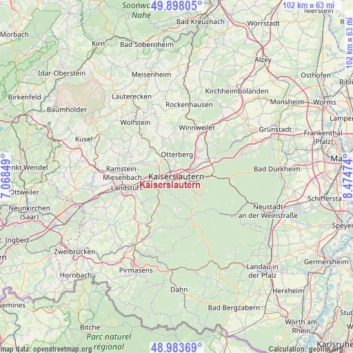 Kaiserslautern on map