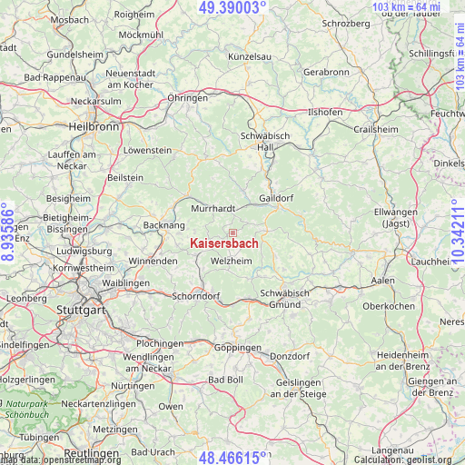 Kaisersbach on map
