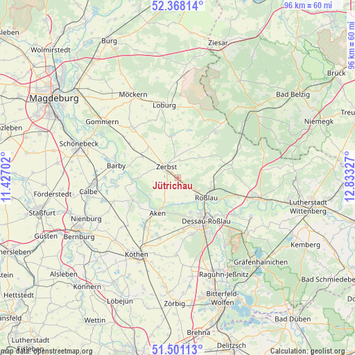 Jütrichau on map