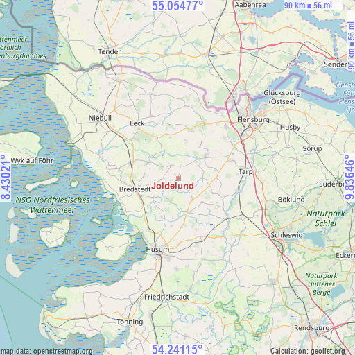 Joldelund on map
