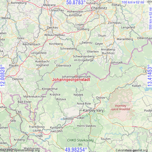 Johanngeorgenstadt on map