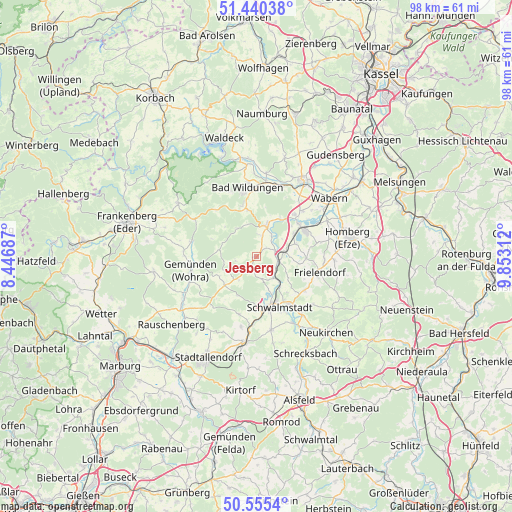 Jesberg on map