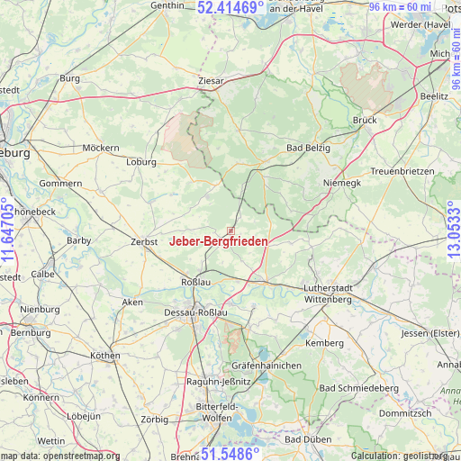 Jeber-Bergfrieden on map