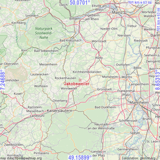 Jakobsweiler on map