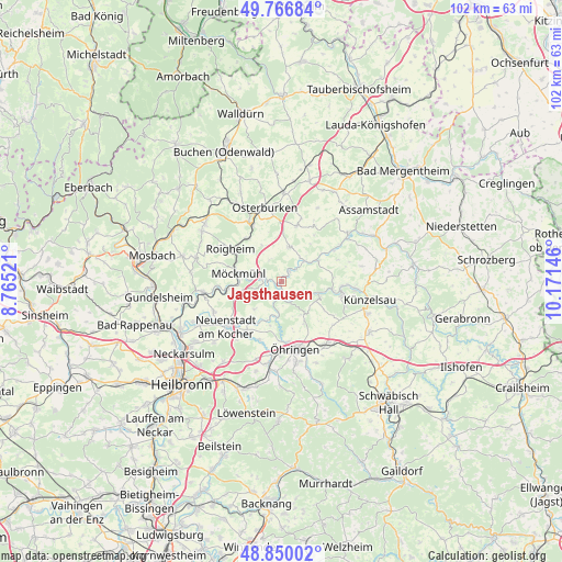 Jagsthausen on map