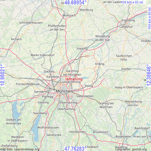 Ismaning on map