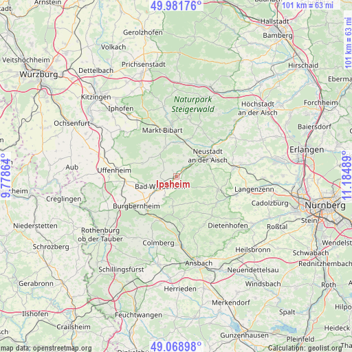Ipsheim on map