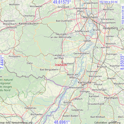 Insheim on map