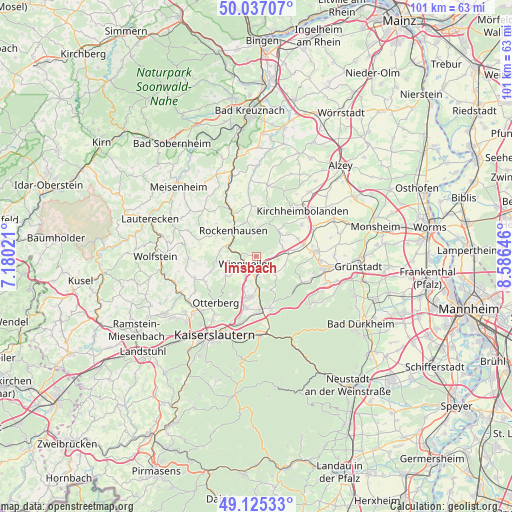 Imsbach on map