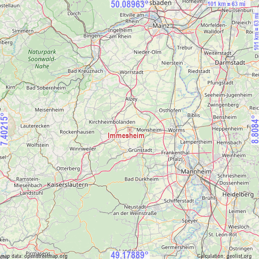 Immesheim on map