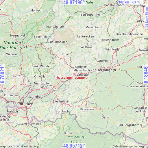 Hütschenhausen on map