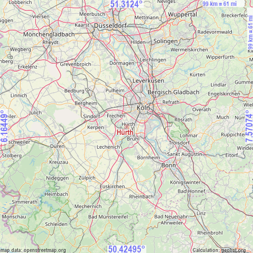 Hürth on map