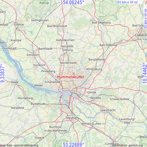 Hummelsbüttel on map