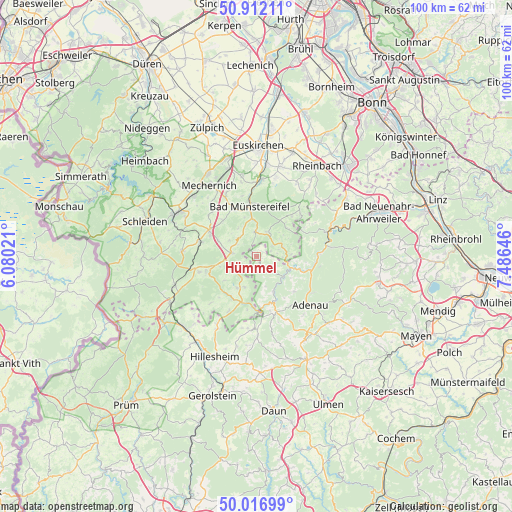 Hümmel on map