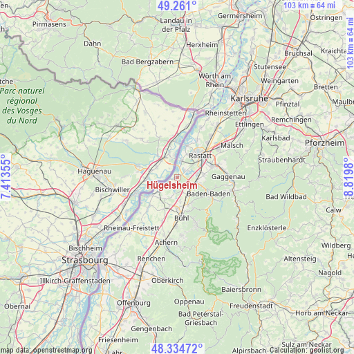 Hügelsheim on map