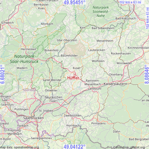 Hüffler on map