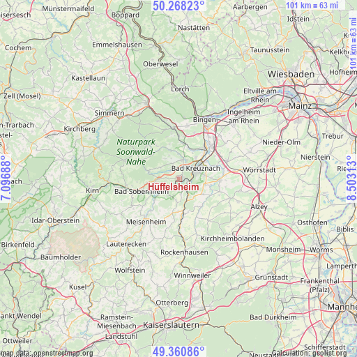 Hüffelsheim on map