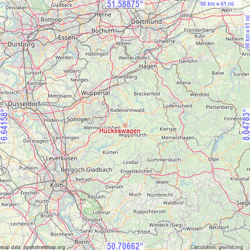 Hückeswagen on map