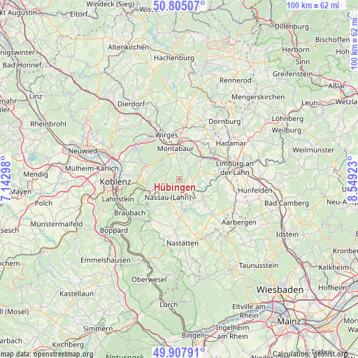 Hübingen on map