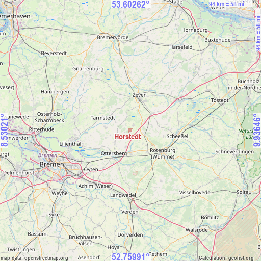 Horstedt on map