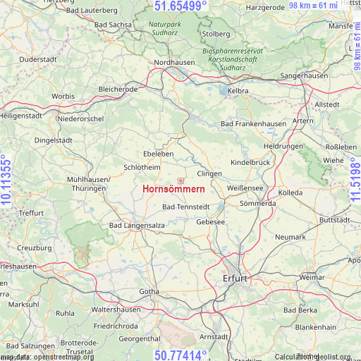 Hornsömmern on map