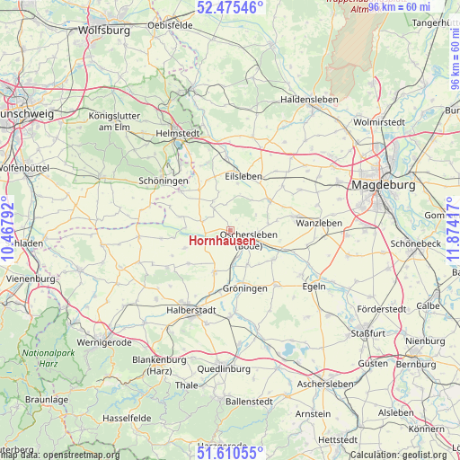 Hornhausen on map