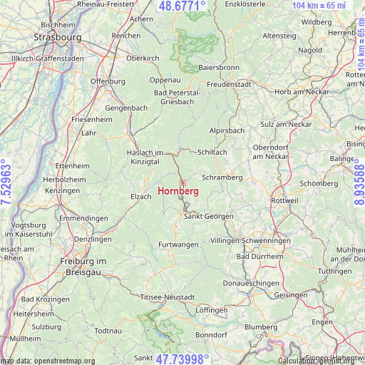 Hornberg on map