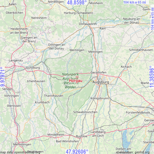 Horgau on map