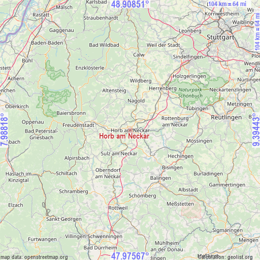 Horb am Neckar on map