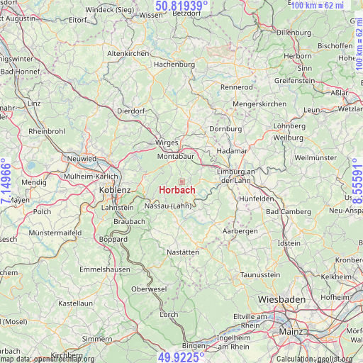 Horbach on map