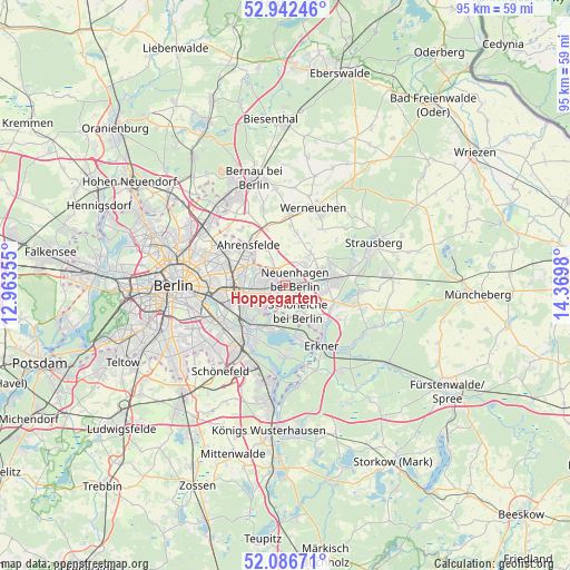 Hoppegarten on map