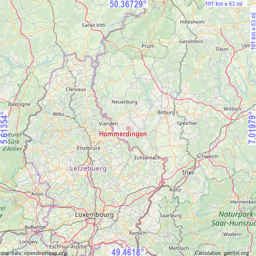 Hommerdingen on map