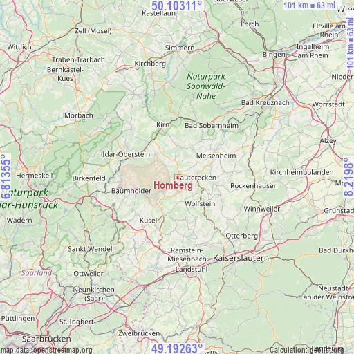 Homberg on map