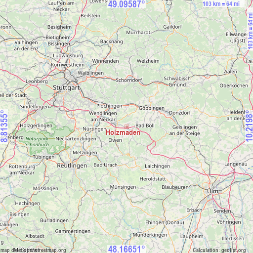 Holzmaden on map