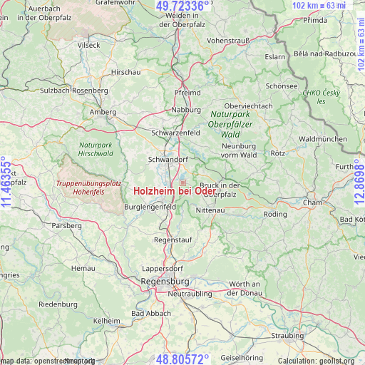 Holzheim bei Oder on map