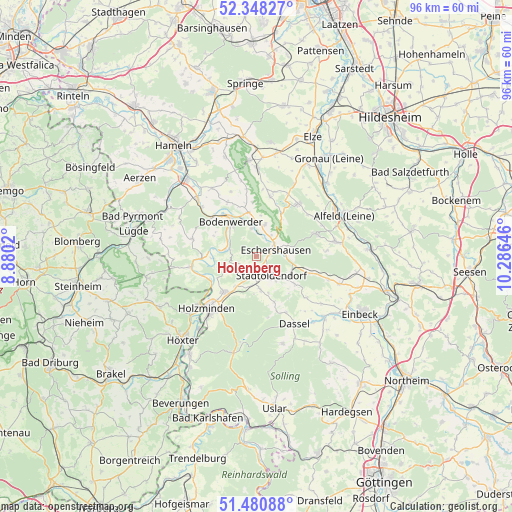 Holenberg on map