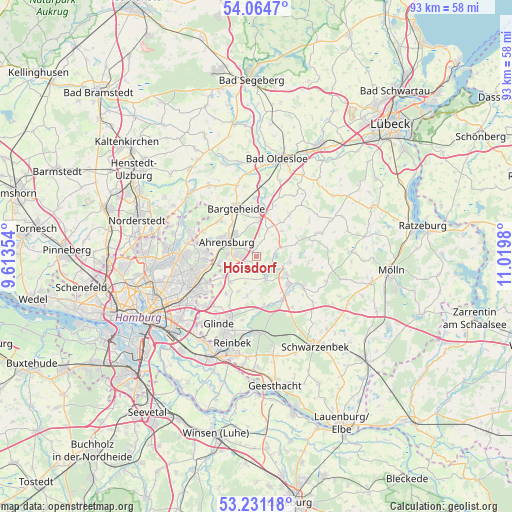 Hoisdorf on map