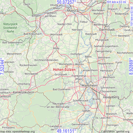 Hohen-Sülzen on map