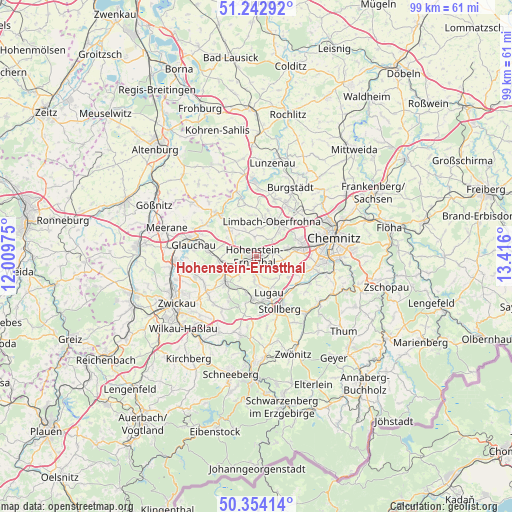 Hohenstein-Ernstthal on map