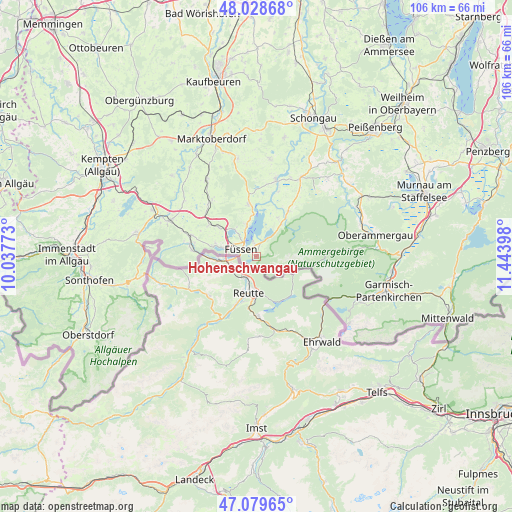 Hohenschwangau on map