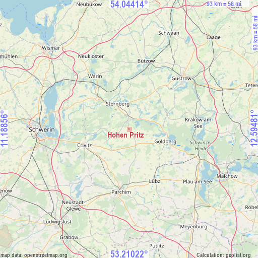 Hohen Pritz on map