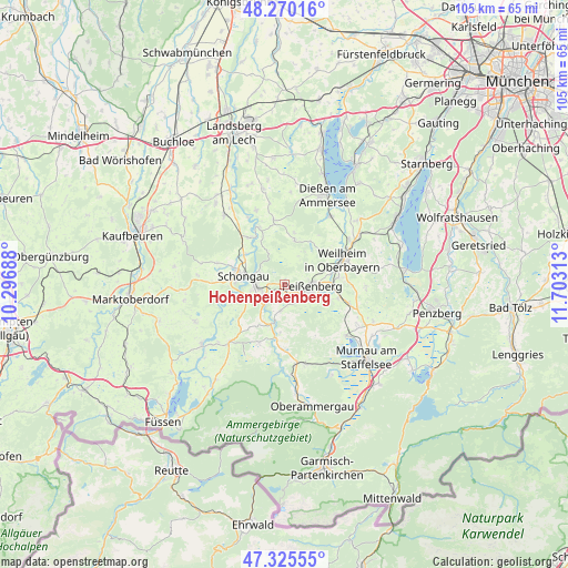 Hohenpeißenberg on map