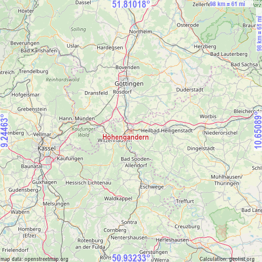 Hohengandern on map